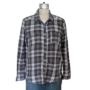 Rubbish Blue Plaid Shirt Size Large